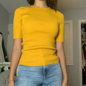 Anthropologie Yellow half sleeve sweater